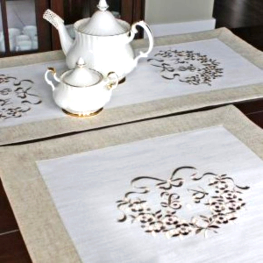 Table Runner 16x36 and Doily 20x20 LA LINEN SERIES Set